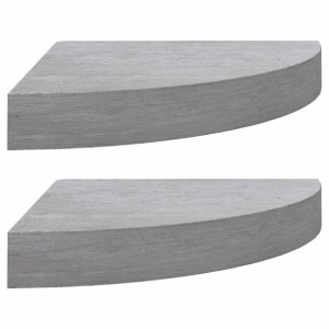 Narożne półki ścienne, 2 szt., szarość betonu, 25x25x3,8 cm MDF