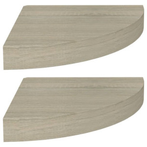 Narożne półki ścienne, 2 szt., kolor dębowy, 25x25x3,8 cm, MDF