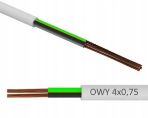 Przewód OWY 4x0,75 linka elastyczna 300V Biała