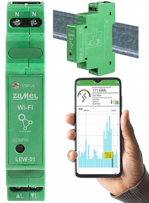 Monitor Energii elektrycznej 16A 1F WiFi LEW-01