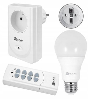 Gniazdko Sterowane Pilotem z Żarówką LED E27 7W