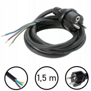 Wtyczka Prosta z Kablem Przewodem 1,5m 3x1,5