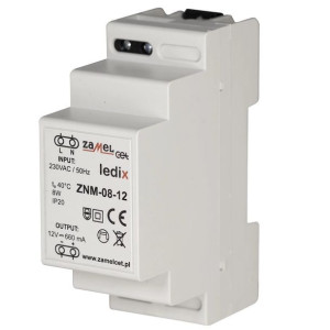 Zasilacz Modułowy 12V DC / 8W ZAMEL ZNM-08-12