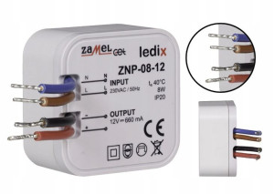 Zasilacz Dopuszkowy 12V DC / 8W ZAMEL ZNP-08-12