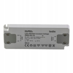 Zasilacz LED 12V DC / 20W ZAMEL ZNS-20-12
