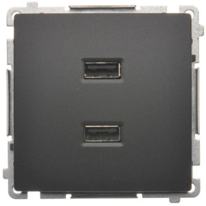 Simon Basic Ładowarka 2 x USB Grafitowy Mat 230V