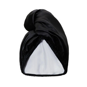 Satin Towel Wrap dwustronny turban satynowy do włosów Black