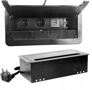 Gniazdo Wpuszczane W Blat 2x2P+Z USB 2xNET 1,5 m