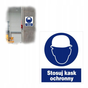 Tabliczka BHP Tablica Znak STOSUJ KASK OCHRONNY