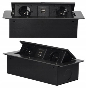 Gniazdo Meblowe 2x 230V Wpuszczane w Blat z 2x USB