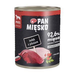 Pan Mięsko Mokra Karma Dla Dorosłych Psów Indyk z Jeleniem 800 g