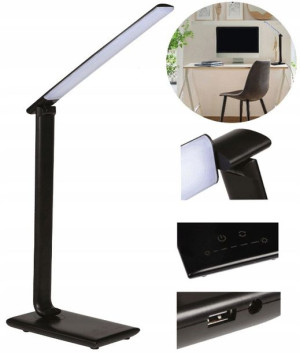 Kanlux Lampka LED Biurkowa Regulowana USB Czarna