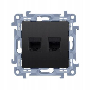 SIMON 10 Gniazdo komputerowe podwójne RJ45 Czarne