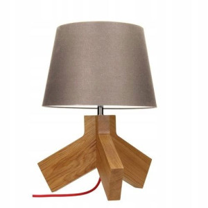Lampa Stołowa Nocna Abażur Drewno TILDA SPOTLIGHT