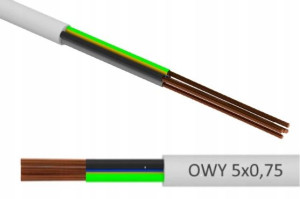 Przewód Kabel OWY 5x0,75 linka elastyczna Biała