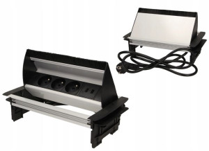 Gniazdo wpuszczane w blat 3x2P+Z +USB ze szczotką