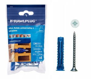 RAWLPLUG Kołki Kołek Uniwersalny z Wkrętem 8szt