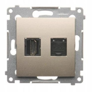 SIMON 54 Gniazdo HDMI + Komputerowe RJ45 Złoty Mat
