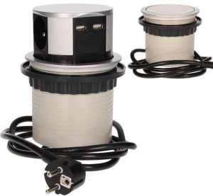 Gniazdo wysuwane z blatu 3x230 2xUSB