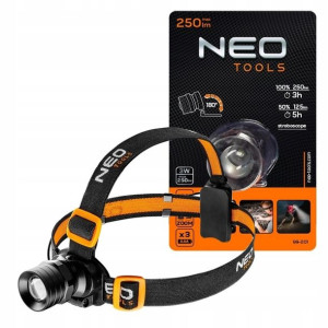 NEO Latarka Czołowa Czołówka 3W 250lm 3 moce ZOOM