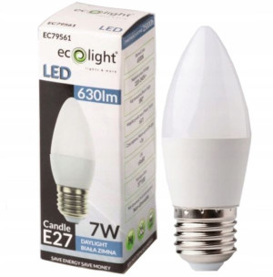 Żarówka LED Świeczka 7W E27 Zimna 6500K