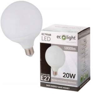 Żarówka LED E27 20W Kula Neutralna 4000K Ozdobna