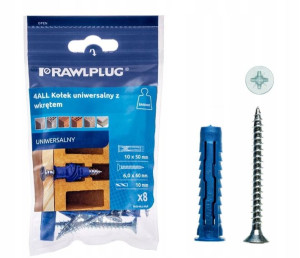 RAWLPLUG Kołki Kołek Uniwersalny z Wkrętem 8szt