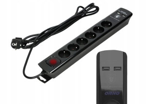 Przedłużacz Listwa Wyłącznik ON / OFF + 2x USB 3m