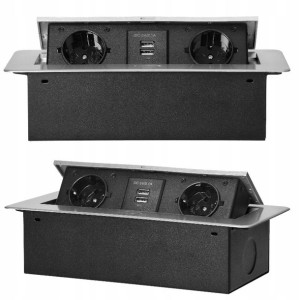 Gniazdo Meblowe 2x Schuko Wpuszczane w Blat 2x USB