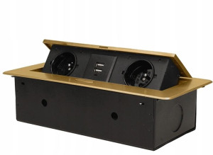 Gniazdo Meblowe 2x 2P+Z Wpuszczane w Blat z 2x USB