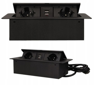 Gniazdo meblowe Wpuszczane w Blat 2x2P+Z 2x USB