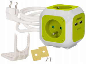 Przedłużacz Kostka 4x Gniazdo 2x Ładowarka USB 2A