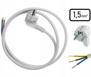 Przewód Kabel z Wtyczką Kątową z Bolcem 5m 3x1,5