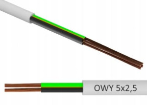 Przewód Kabel OWY 5x2,5 linka elastyczna Biała