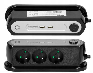 Listwa Zasilająca Biurkowa 3x Gniazdo 2x USB 2,1A