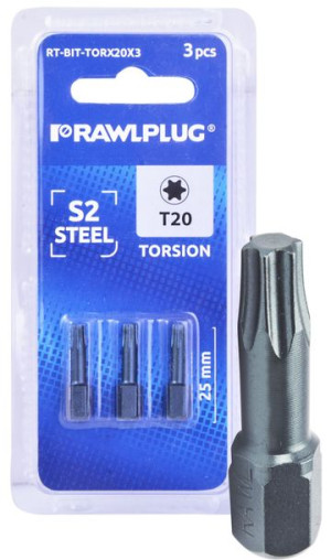 Rawlplug Bit Bity Groty Torsion Torx T20 25mm 3szt