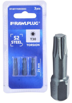 Rawlplug Bit Bity Groty Torsion Torx T30 25mm 3szt