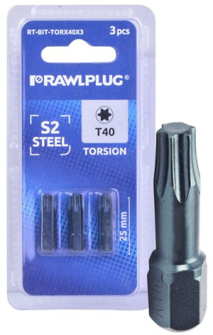 Rawlplug Bit Bity Groty Torsion Torx T40 25mm 3szt