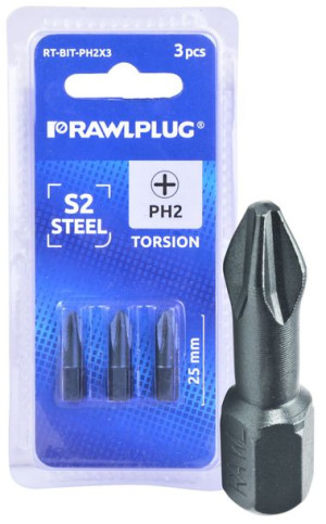 Rawlplug Bit Groty Torsion Philips Ph2 25mm 3szt