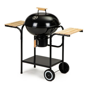 Grill Ogrodowy Okrągły Z Pokrywą Kółka Popielnik