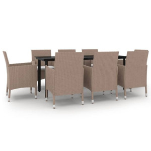 9-cz. zestaw mebli ogrodowych z poduszkami, rattan PE i szkło