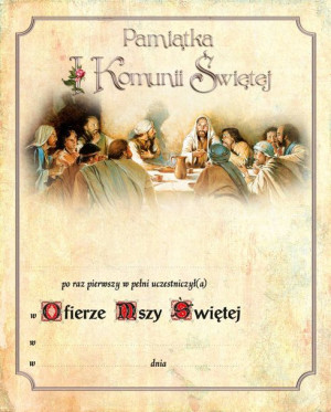 Pamiątka I Komunii Świętej - Ostatnia Wieczerza