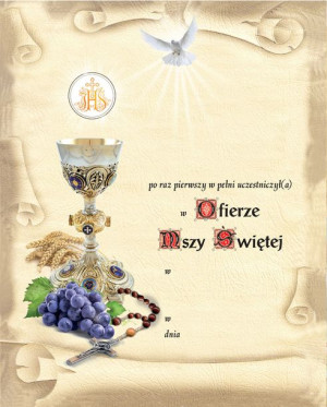 Pamiątka I Komunii Świętej - Eucharystia