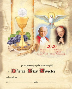Pamiątka I Komunii Świętej -Święty Jan Paweł II