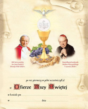 Pamiątka I Komunii Świętej -Święty Jan Paweł II