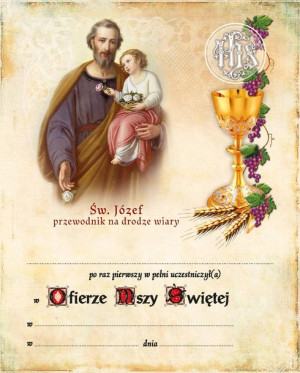 Pamiątka I Komunii Świętej - Święty Józef