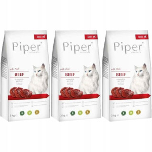 SUCHA Karma dla kota Piper z wołowiną 3x3kg