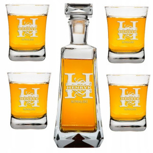 Karafka Z Grawerem 4 Szklanki Z Grawerem Do Whisky