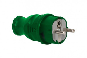 Wtyczka gumowa 230V IP44 ZIELONA