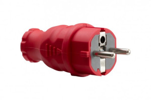 Wtyczka gumowa 230V IP44 CZERWONA